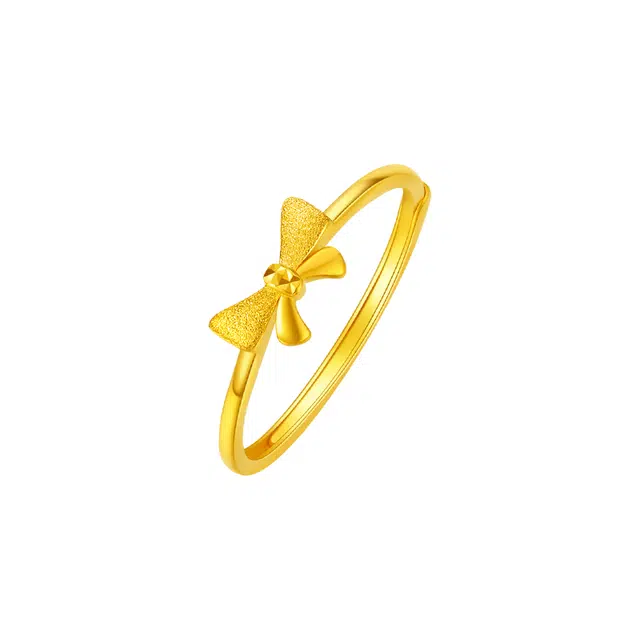 中国黄金 央创时尚 蝴蝶结指环 小众轻奢少女心百搭简约 精致 足金 按克计价 戒指 女款 表白女神礼品礼盒