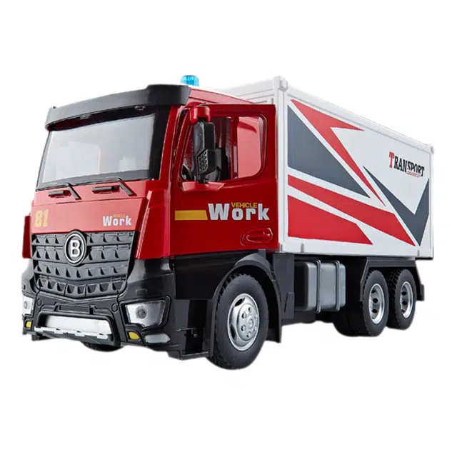 驰誉车玩 工程货柜车 成品模型 合金车模 亮灯响声 车门可开  收藏摆件