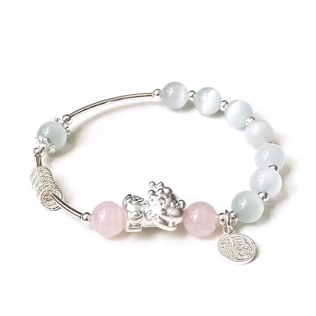 万娜 貔貅 中式国潮古风 吞金兽清冷感风格 猫眼石 手链 女款