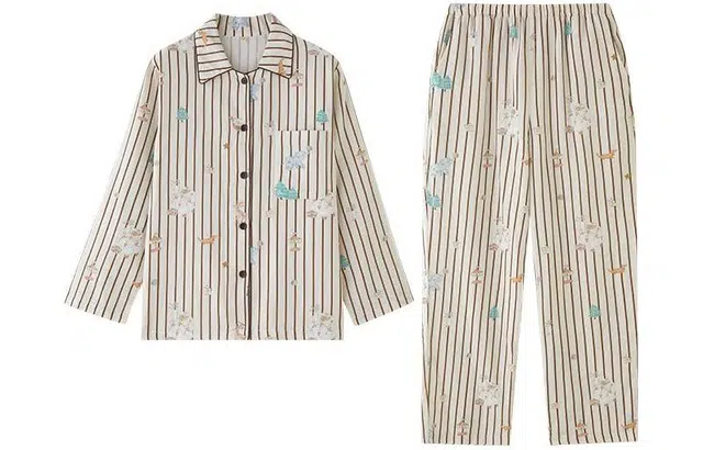 怡吾色 卡通印花口袋单排扣睡衣套装 女款