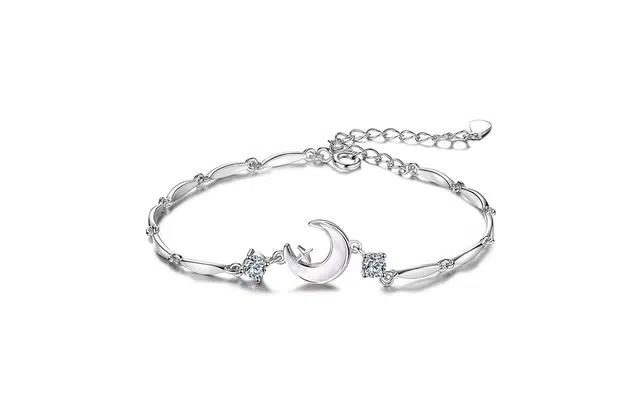 尚银福 碎冰星月 冷淡风轻奢高级小众 森系日韩甜美可爱小清新优雅气质月亮四芒星璀璨星月设计 合金 手链 女款