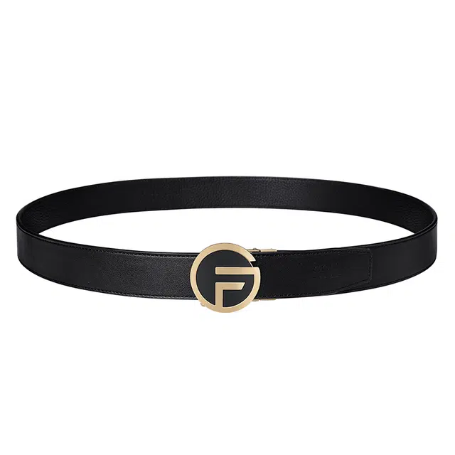 GOLF G Buckle Leather Belt Black Gunmetal Gold