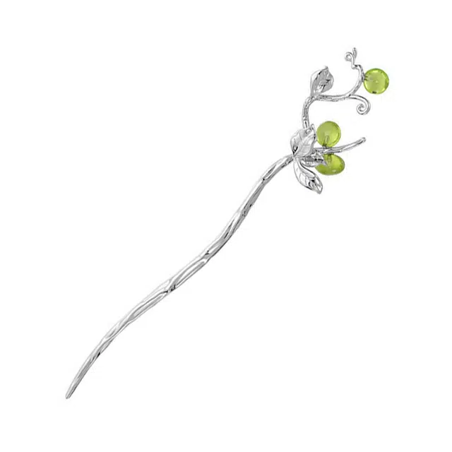 克兰茜 青提水果造型设计 甜美小众清冷感国潮 优雅气质唯美盘发不易断经典国风 合金 发簪 女款 银色