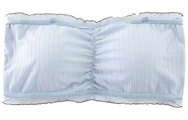 二三二三 撞色网纱边美背防滑防走光薄款无痕抹胸内衣 女款 蓝色