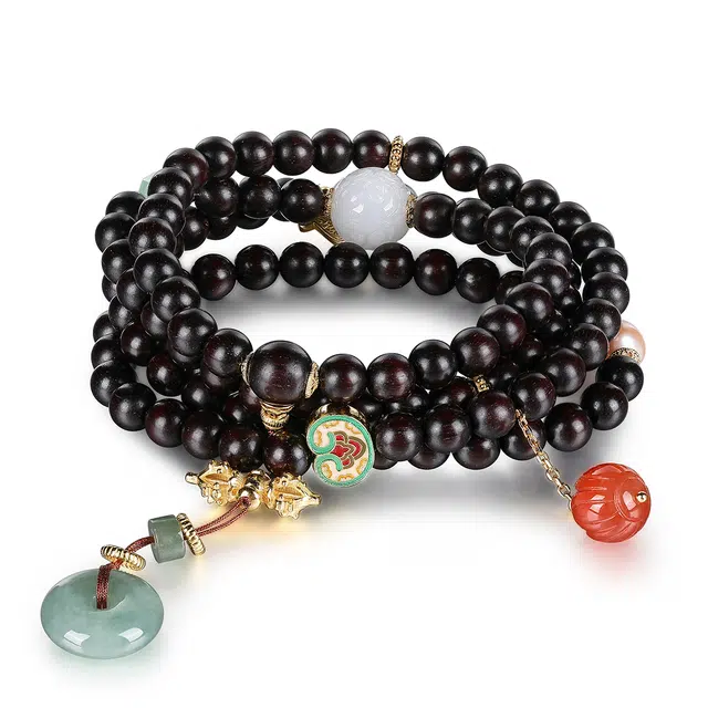 翠雅金楼 新中式国风简约文玩珠串 翡翠 珍珠 玛瑙 木作手串 男女同款情侣款 紫檀