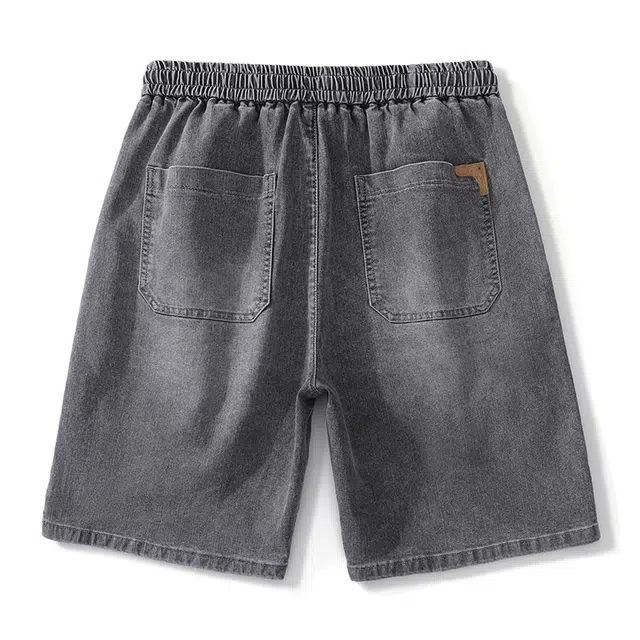 雅鹿 简约水洗做旧复古宽松百搭五分牛仔短裤 男款