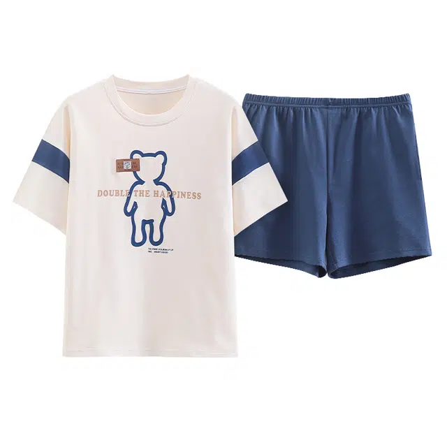 睦隆世家 夏季圆领凉感短袖简约舒适透气短裤休闲居家可外穿睡衣套装 女款