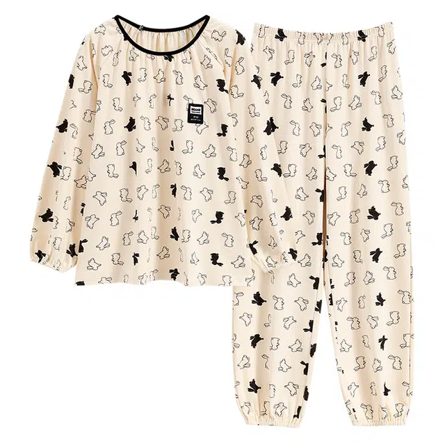 欧迪芬 纯棉舒适套头睡衣套装 女款 白色