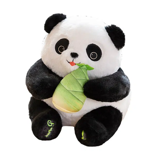 狐狸仙 可爱抱笋熊猫 爱吃笋的小熊猫 黑白小熊熊 玩偶 毛绒公仔