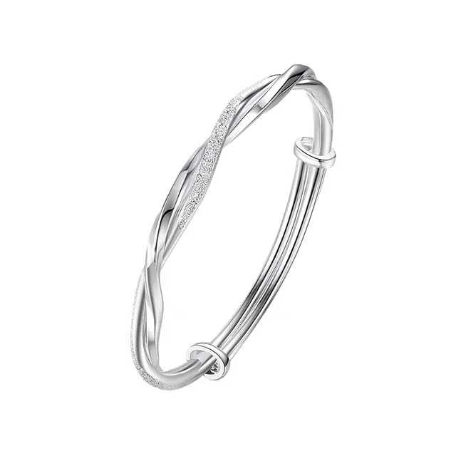 心草 莫比乌斯环 永恒的爱 简约时尚实心推拉可调节  国潮国风 合金 手镯 女款 扭纹 个性大气麻花手饰品