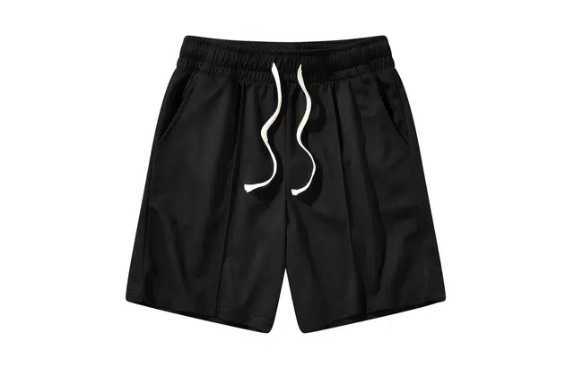 八哥 纯色基础百搭系带宽松直筒五分休闲短裤 男女同款