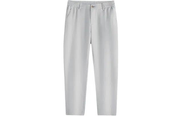 与狼共舞 纯色中腰直筒拉链休闲裤 男款 米灰