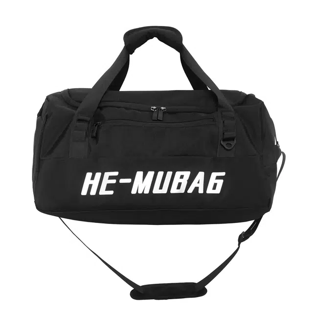 行途 大容量拉链开合 尼龙 旅行包 常规 男女同款情侣款 黑色/白色