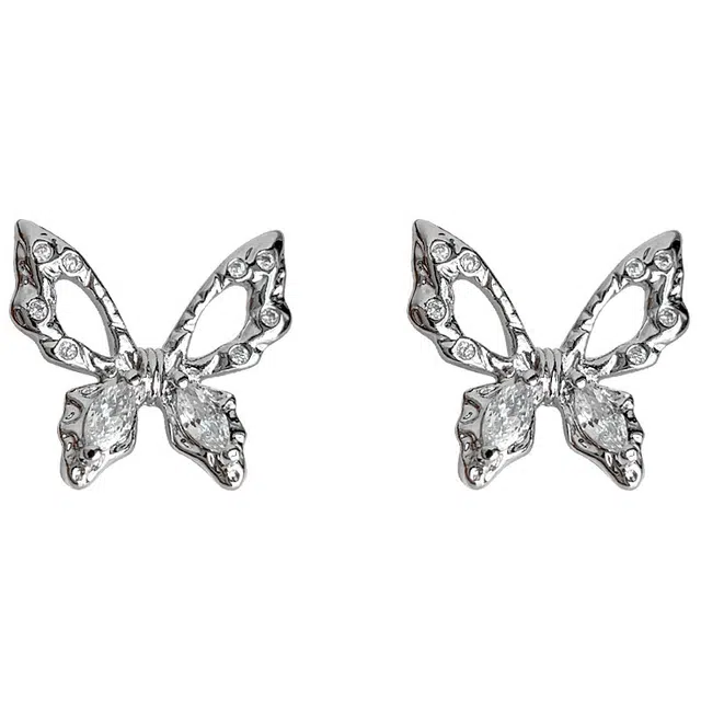 石缘聚 甜酷 蝴蝶 高级感精致耳饰个性潮冷淡风 小众 锆石 耳钉 女款