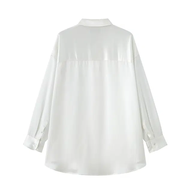 周淼 纯色方领纽扣长袖衬衫 女款