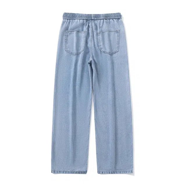 雅鹿 薄款百搭宽松直筒水洗做旧牛仔裤 男款