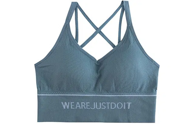 二三二三 字母印花防走光聚拢无钢圈交叉美背文胸 女款 蓝色