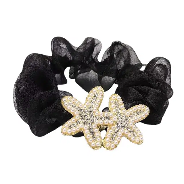 妖娆猫 高级感水钻海星大肠欧根纱轻奢气质发绳扎马尾皮筋 发圈 女款