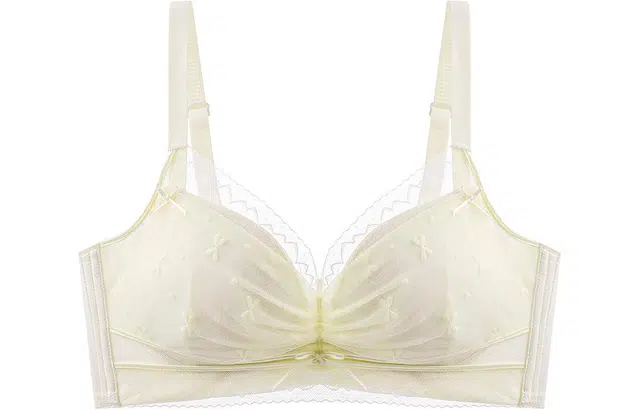 二三二三 纯色网纱蝴蝶结收副乳防下垂调整型无钢圈文胸 女款 肤色