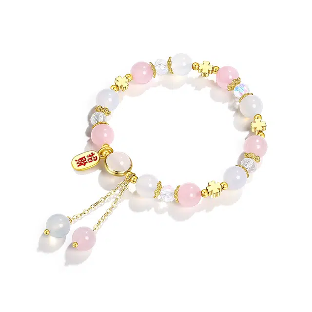 华髻 新中式国风四叶草系列小众设计 水晶 玉石手串 男女同款情侣款