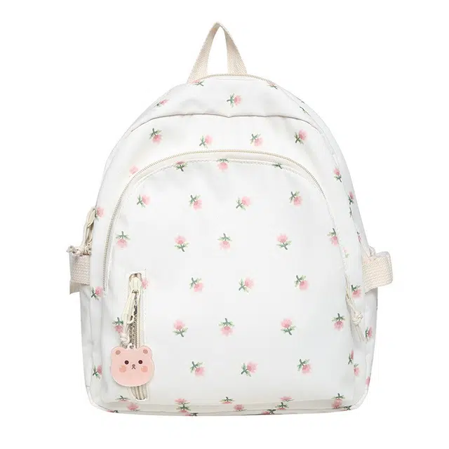 爱尔绅特 休闲小众印花 尼龙 书包背包双肩包 常规 女款 白色/黑色/粉色/蓝色