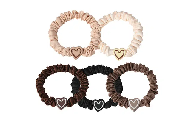 左欧 五件套 森系简约气质爱心发绳头绳 扎头发橡皮筋可爱 发饰 发圈 女款