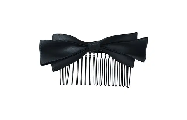 左欧 蝴蝶结刘海梳简约倒插发插梳 缎面布艺 发梳 女款