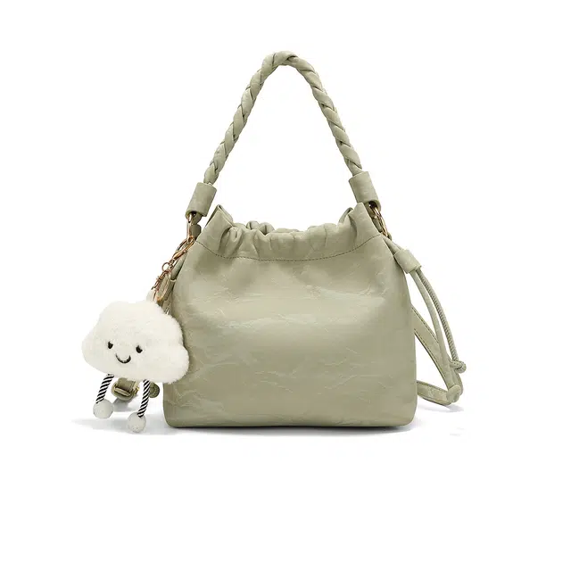 稻草人 柔软可爱毛绒挂饰百搭款 聚氨酯拼皮革 手提包 常规 女款 奶白/浅绿/浅粉色