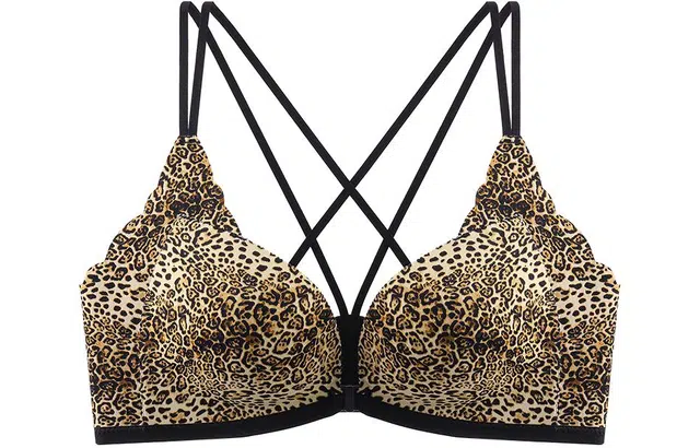 二三二三 豹纹前扣小胸聚拢无痕美背文胸 女款