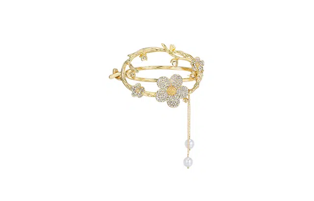 沂茹 镂空盘发发扣满钻花朵流苏后脑勺高级 发夹 女款