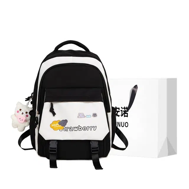 格安诺 韩版大容量撞色轻便翻盖潮流学生 尼龙 双肩包