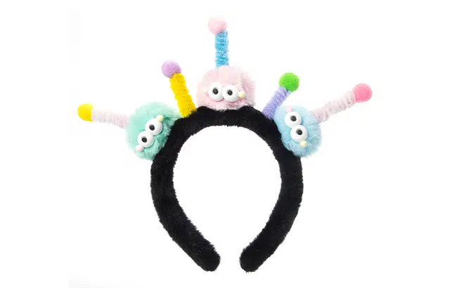 白卷 搞怪摇摆弹簧发箍可爱大眼毛绒毛球发夹 女款