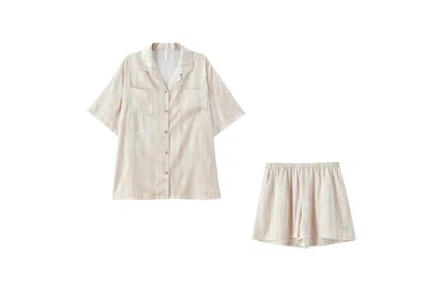 热妒 情侣款简约亲肤翻领短袖开衫时尚休闲家居服可外穿短裤睡衣套装 男女同款