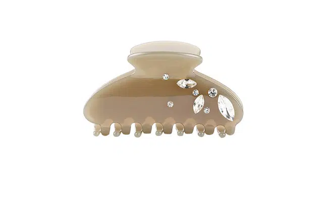 左欧 醋酸板材高级感简约字母气质灰水钻抓夹中号鲨鱼夹发量少后脑勺盘发发抓发饰 发夹 女款