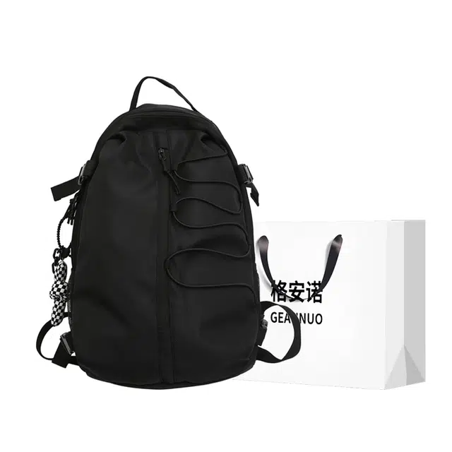 格安诺 简约线条大容量休闲书包 尼龙 双肩包