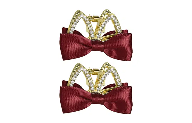 左欧 蝴蝶结刘海前额夹子双面水钻蝴蝶结发卡 发夹 女款