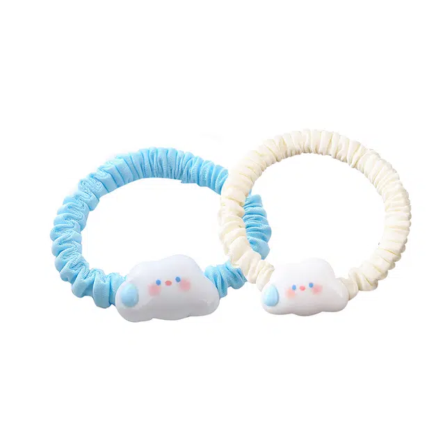 妖娆猫 网红无语可爱云朵扎头发绳卡通简约小肠圈发饰两件套 发圈头绳 女款