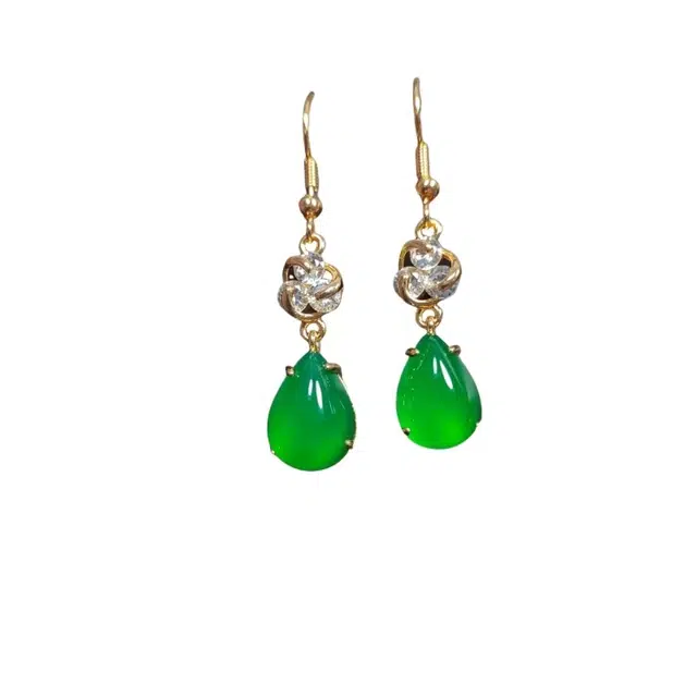 识恩 精致轻奢复古国风气质优雅水滴小众清冷高级感 玉髓 玉石耳环 女款