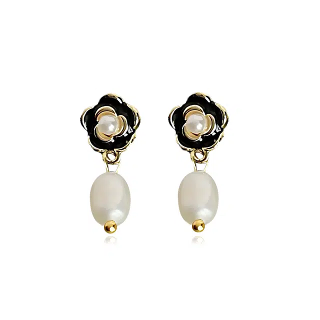 GUDS GAVE Ink Dye Elegance Pearl Earrings S925 Silver