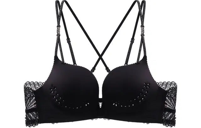 二三二三 纯色蕾丝边前扣收副乳防下垂文胸 女款