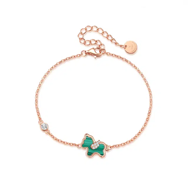 璀璨之心 小绿马独角兽 精致轻奢显白气质闺蜜女生优雅穿搭 恋爱表白日心意送惊喜女朋友礼盒 孔雀石 玉石手链 女款 薄荷曼波