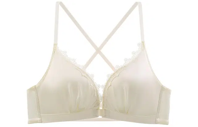 二三二三 纯色蕾丝边小胸聚拢收副乳防下垂交叉美背文胸 女款