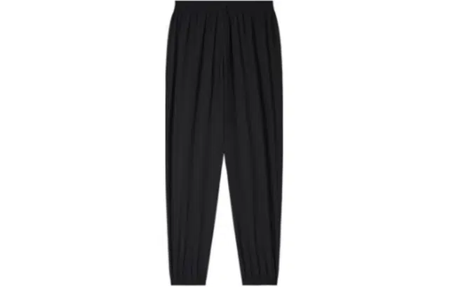 安踏儿童 弹弹裤 纯色中腰透气束脚针织运动裤 儿童款 梦幻黑