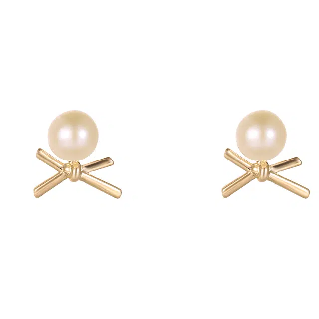 韵系 小众时尚小巧精致蝴蝶结 铜 耳钉 女款