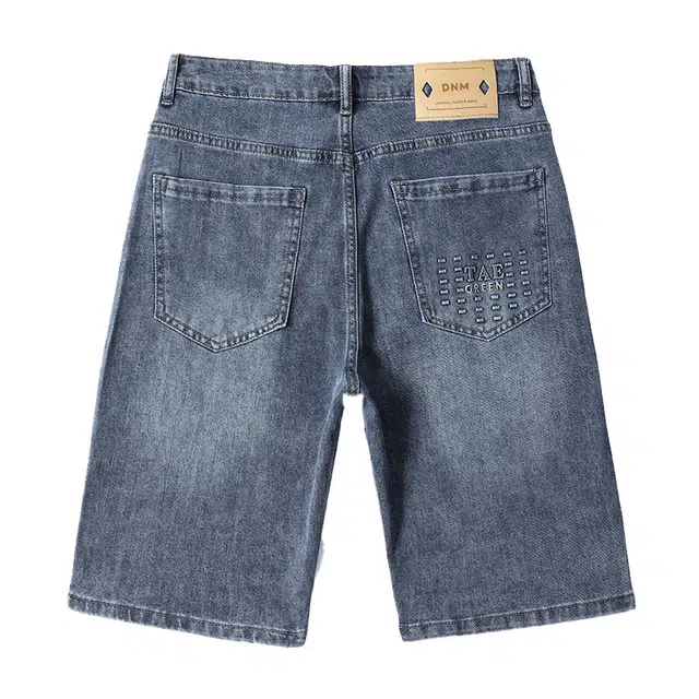 雅鹿 休闲百搭宽松薄款直筒五分裤牛仔短裤 男款 蓝色