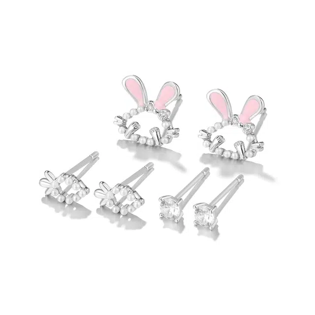 珂里 甜美可爱长耳兔轻奢高级小巧 铜 耳钉 女款