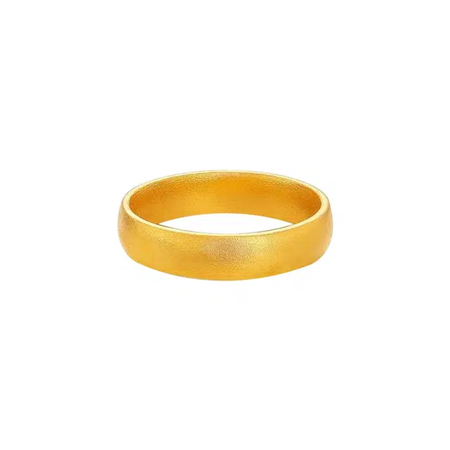 华熹福珠宝 古法素圈设计简约指环 足金 一口价 黄金戒指 男女同款情侣款