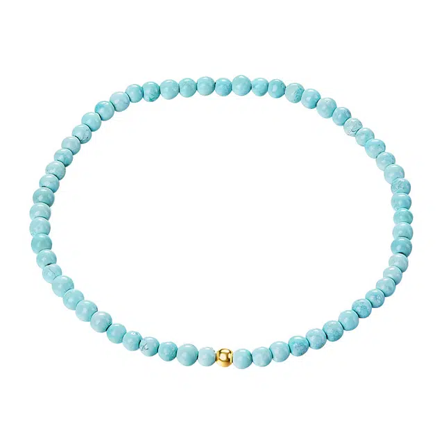 迷颂玛 时尚小巧精致设计款绿松石 有矿斑自然清新单圈手链 民族风复古自然瑰宝首饰节日礼 物 小米珠 创意气质简约手串 男女同款情侣款