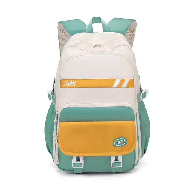 巴布豆 男女通用清爽学院风简约百搭款双肩包出门旅行包郊游包学生上学包可单肩双肩手提蓝配黄/卡其色/红色/黑色