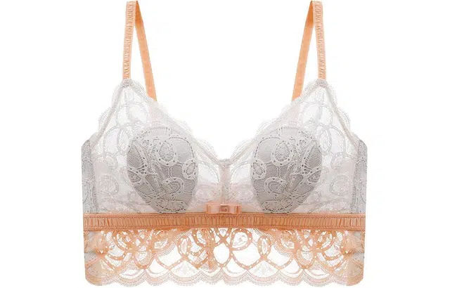 二三二三 大胸显小无钢圈聚拢超薄蕾丝美背文胸 女款 粉色